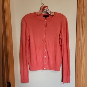 Ann Taylor Ann Cardigan sz Med coral salmon peach pink